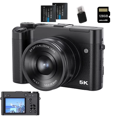 SZSMART VURAHOME Appareil Photo Num&eacute;rique 5K 64MP WIFI Double Objectif 2 batteries 128G DC205X
