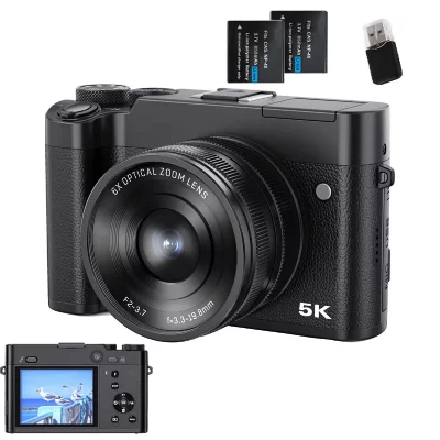 SZSMART VURAHOME Appareil Photo Num&eacute;rique 5K 64MP WIFI Double Objectif Zoom 6X 2 batteries DC205X