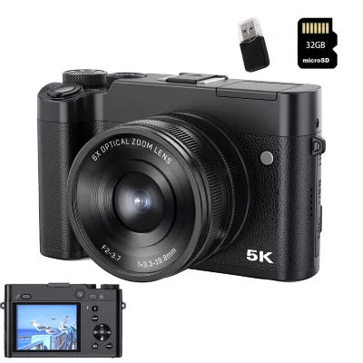 VURAHOME  Appareil Photo Num&eacute;rique 5K 64MP WIFI Double Objectif Zoom 6X 32G DC205X