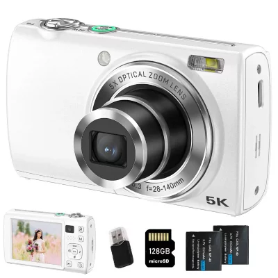 SZSMART VURAHOME Appareil Photo Num&eacute;rique 5K 64MP Zoom Optique 5X 2 batteries 128G DC408W