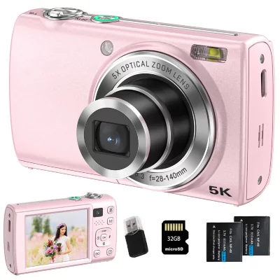 SZSMART VURAHOME Appareil Photo Num&eacute;rique 5K 64MP Zoom Optique 5X 2 batteries 32G DC408P