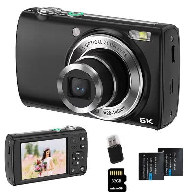 SZSMART VURAHOME Appareil Photo Num&eacute;rique 5K 64MP Zoom Optique 5X 2 batteries 32G DC408X