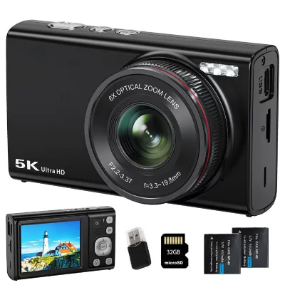 SZSMART VURAHOME Appareil Photo Num&eacute;rique 5K 96MP Zoom Optique 6X Vlogging 2 batteries 32G DC422