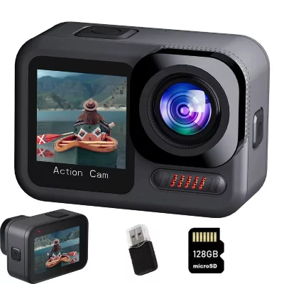 SZSMART VURAHOME Cam&eacute;ra d'Action 4K60FPS cam&eacute;ra Sport &Eacute;tanche 20M Double &Eacute;cran EIS 128G 860A
