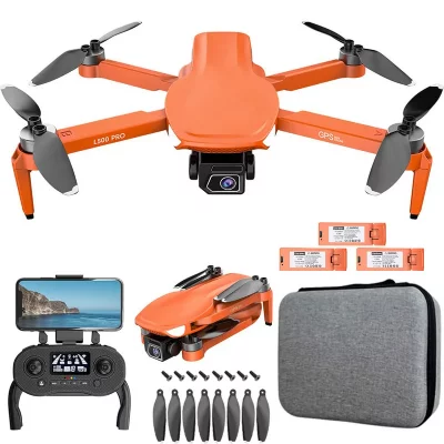  VURAHOME L500Pro Max Drone Pliable 1080P &Eacute;vitement Brushless 2 Bat Sac Orange