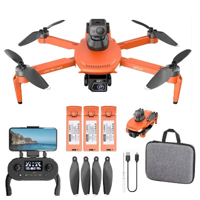  VURAHOME L500Pro Max Drone Pliable 1080P &Eacute;vitement Brushless 3 Bat Sac Orange