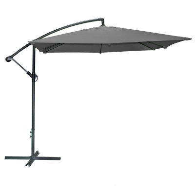 CEMONJARDIN Wadiga - Parasol D&eacute;port&eacute; avec Manivelle Toile Grise - 250x250cm - Gris