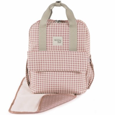 WALKING MUM  Sac &agrave; dos I Love Vichy pour poussette rose. Couleur: Rose