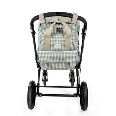 WALKING MUM  Sac &agrave; dos I Love Vichy pour poussette vert. Couleur: Vert