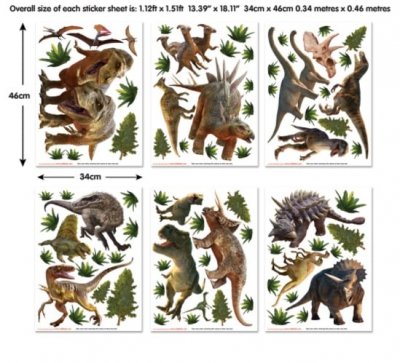 WALLTASTIC  Stickers muraux, Multicolore, 6 Large Sheets, 34 cm x 46 cm