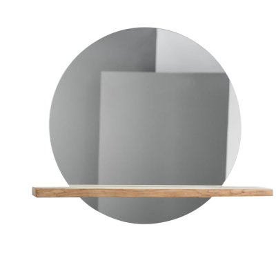 Wanda collection Miroir Bologne de Salle de Bain Rond en Teck Massif