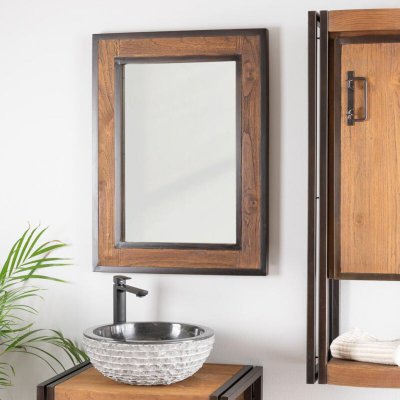 Wanda Collection Miroir de salle de bain &eacute;l&eacute;gance bois m&eacute;tal 60x80