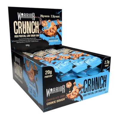 WARRIOR  Crunch Bar P&acirc;te &agrave; cookie P&eacute;pites de chocolat (12 x 64 g)