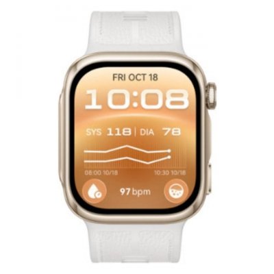 HUAWEI Watch D3 Bluetooth Dor&eacute; clair avec bracelet cuir composite Blanc