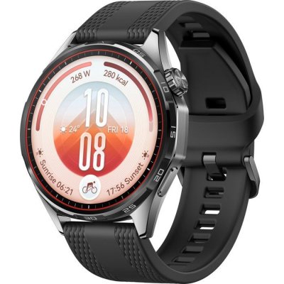 HUAWEI Watch GT 7 46 mm Bluetooth acier inoxydable Noir avec bracelet en fluoro&eacute;lastom&egrave;re Noir