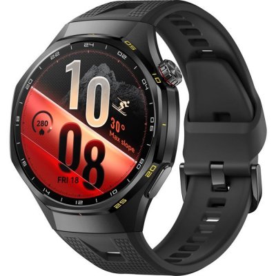 HUAWEI Watch GT 7 Pro 46 mm Bluetooth Titane noir avec bracelet en fluoro&eacute;lastom&egrave;re Noir