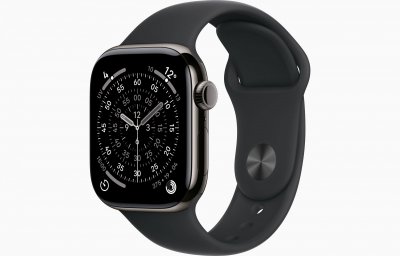Watch Series 11 GPS + Cellular 42mm Boitier en Titane Ardoise avec Bracelet Sport Noir - M/L