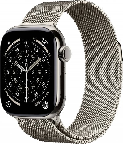 Watch Series 11 GPS + Cellular 42mm Boitier en Titane Naturel avec Natural Milanese Loop