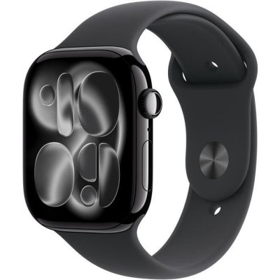 Watch Series 11 GPS + Cellular 46mm Boitier en Aluminium Noir de Jais avec Bracelet Sport Noir - M/L
