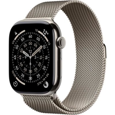Watch Series 11 GPS + Cellular 46mm Boitier en Titane Naturel avec Natural Milanese Loop - S/M