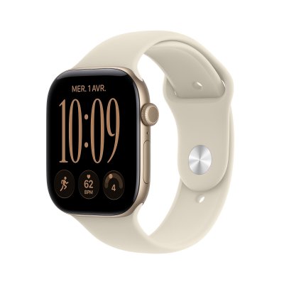 Watch Series 12 GPS + Cellular 46 mm Bo&icirc;tier en aluminium Or clair avec Bracelet Sport Sable - M/L