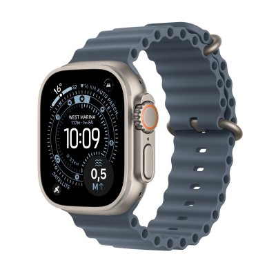 Watch Ultra 3 GPS + Cellular 49mm Boitier en Titane Naturel avec Anchor Blue Ocean Band