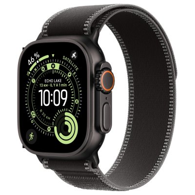 Watch Ultra 3 GPS + Cellular 49mm Boitier en Titane Noir avec Boucle Trail Noir/Charbon - S/M