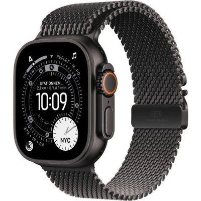 Watch Ultra 3 GPS + Cellular 49mm Boitier en Titane Noir avec Bracelet Milanais Titane Noir - Small