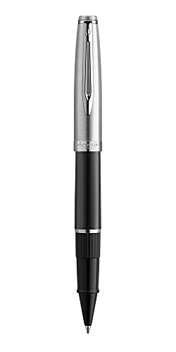 WATERMAN  Embl&egrave;me Stylo roller, noir, recharge noire pointe fine, Coffret cadeau