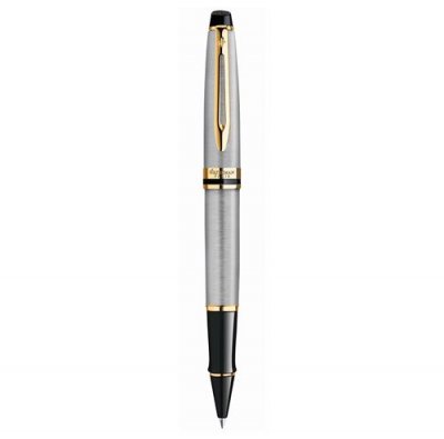 WATERMAN  Expert Roller &Agrave; Pointe Fine Attributs Dor&eacute;s Acier
