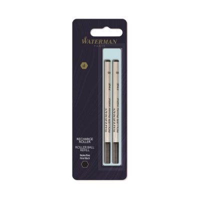 WATERMAN  recharge roller, pointe fine, noire, blister X 2