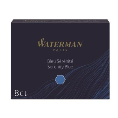 Waterman waterman cartouches d'encre longues, bleu s&eacute;r&eacute;nit&eacute; noir