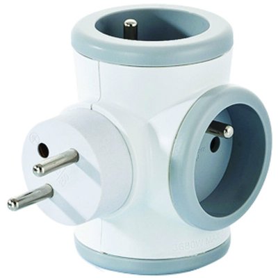 WATT&CO  - Chargeur Triplite 3x16A rotative 180&deg; - Gris et blanc