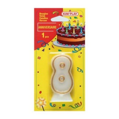 WDK  Partner - COU608 - D&eacute;coration de g&acirc;teau - Bougie Chiffre 8