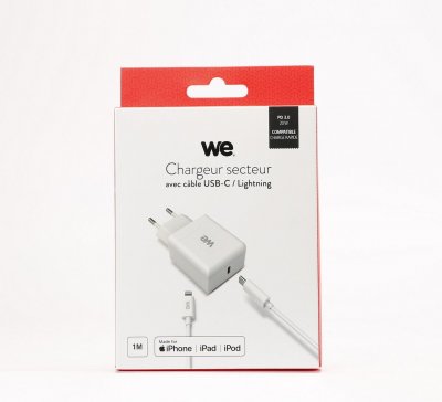 WE  Bundle Chargeur Secteur + Cable Chargeur USB-C. Blanc