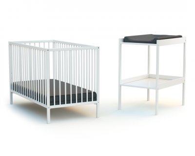 AT4 WEBABY - Duo Lit B&eacute;b&eacute; et Table &agrave; Langer Blanc