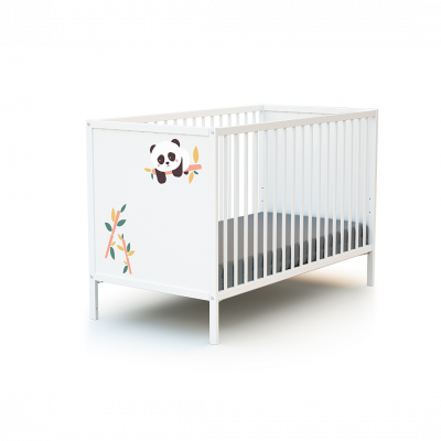 WEBABY  - Lit b&eacute;b&eacute; &agrave; panneaux Panda Blanc