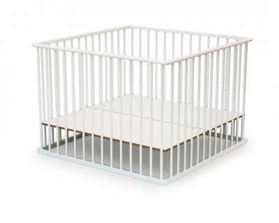 WEBABY  Parc b&eacute;b&eacute; h&ecirc;tre blanc 100x100 cm