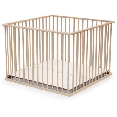 WEBABY  Parc b&eacute;b&eacute; h&ecirc;tre non trait&eacute; 100x100 cm