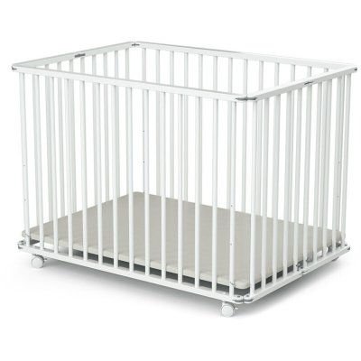 WEBABY  Parc b&eacute;b&eacute; pliable h&ecirc;tre blanc 70x100 cm