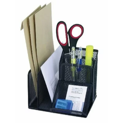 WEDO  Multipot Office, 4 compartiments, noir, fil m&eacute;tallique