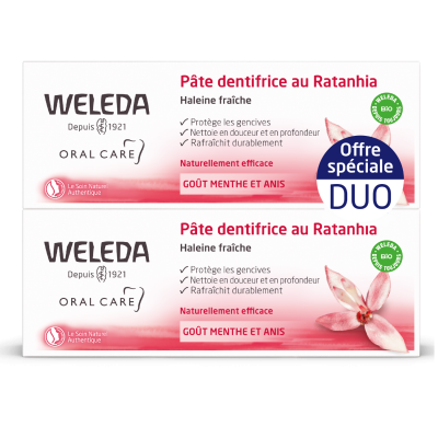 WELEDA  ORAL CARE - P&acirc;te Dentifrice au Ratanhia, 2x75ml