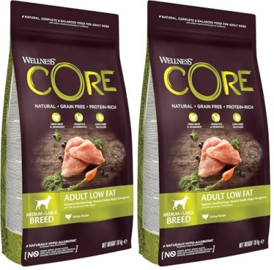 WELLNESS CORE  Low Fat Croquettes pour chien de race moyenne - 1.8Kg &agrave; la dinde