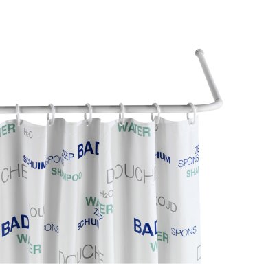 WENKO  Barre de douche angle, tringle de rideau de douche, universel, aluminium inox, &Oslash; 2 cm, Blanc