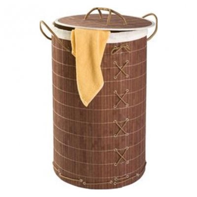 GENERIQUE Wenko coffre a linge bamboo+sac h60*fonce*s