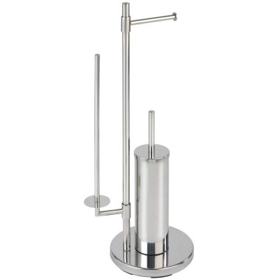 WENKO  Combin&eacute; WC Universalo Neo, Brosse WC et d&eacute;rouleur Papier Toilette, Inox, 30x73x20 cm