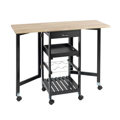 Wenko - Desserte de cuisine d&eacute;pliante 6 roulettes - Noir