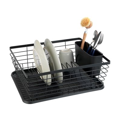 WENKO  - Egouttoir &agrave; vaisselle avec bac design m&eacute;tal Drip - Noir - Drip
