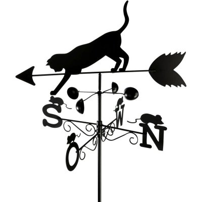 WENKO  Girouette Chat, M&eacute;tal verni, 50 x 170 x 40 cm, Noir