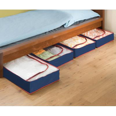 Wenko housse dessous de lit deep blue, set de 4 - bleu / rouge
